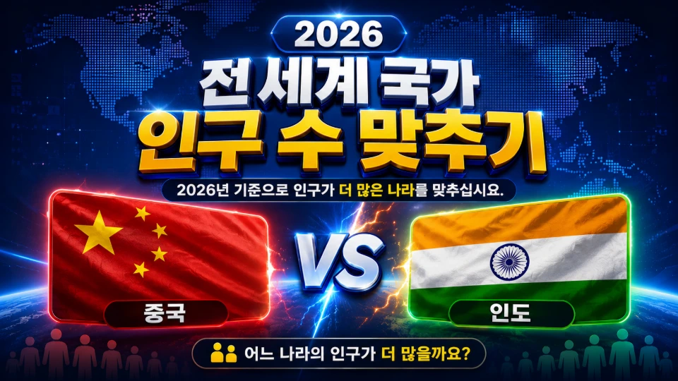 2026 전 세계 국가 인구 수 맞추기